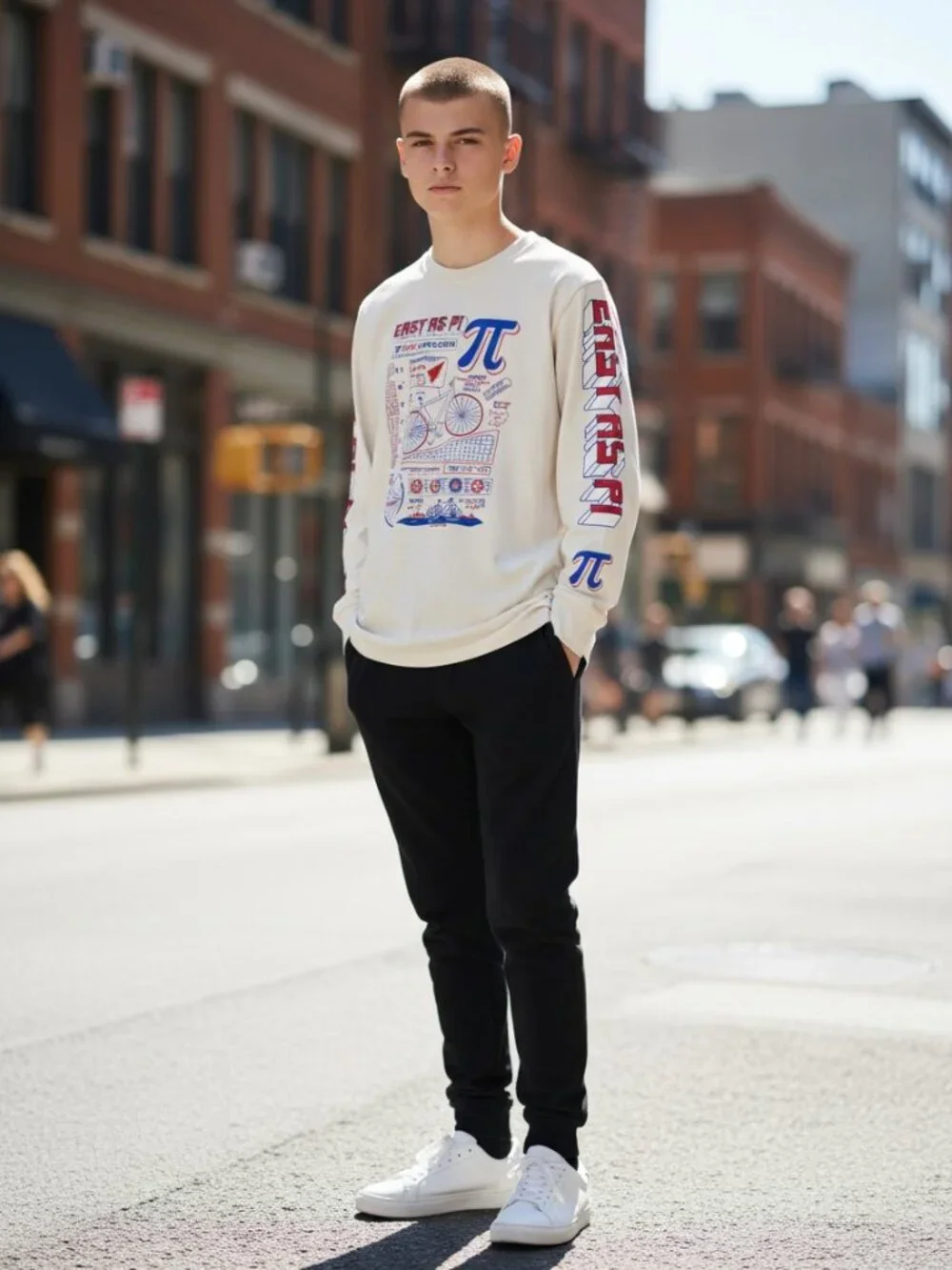 Old Navy Graphic‎ Tee Boys L 10-12 Easy As Pi Math Long Sleeve